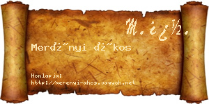 Merényi Ákos névjegykártya
